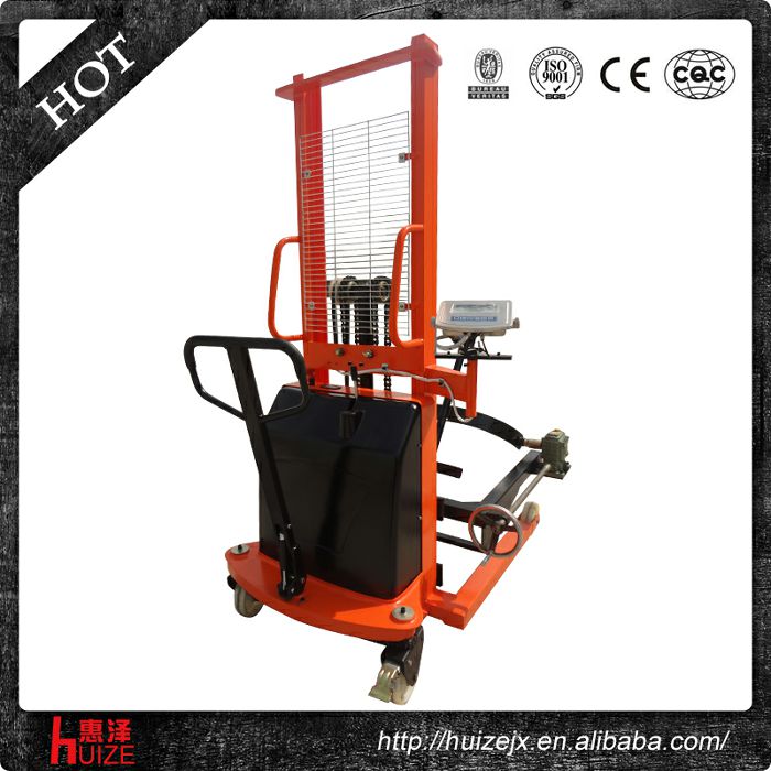 半電動(dòng)稱重油桶車(chē)（夾鐵桶，手搖翻轉(zhuǎn)倒料）